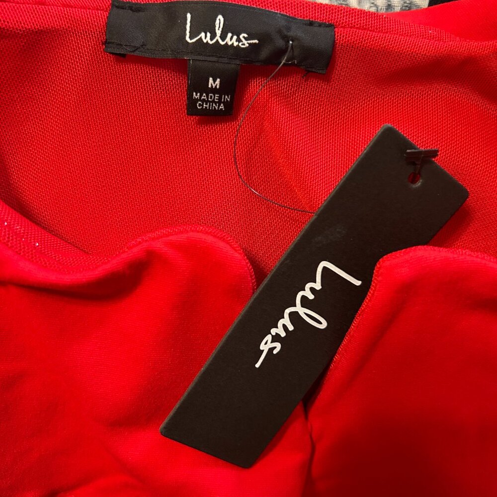 Lulu's Red Ruffle Bodysuit - Picture 3 of 4